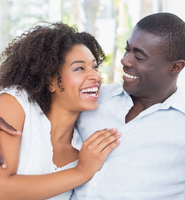 couple close and happy