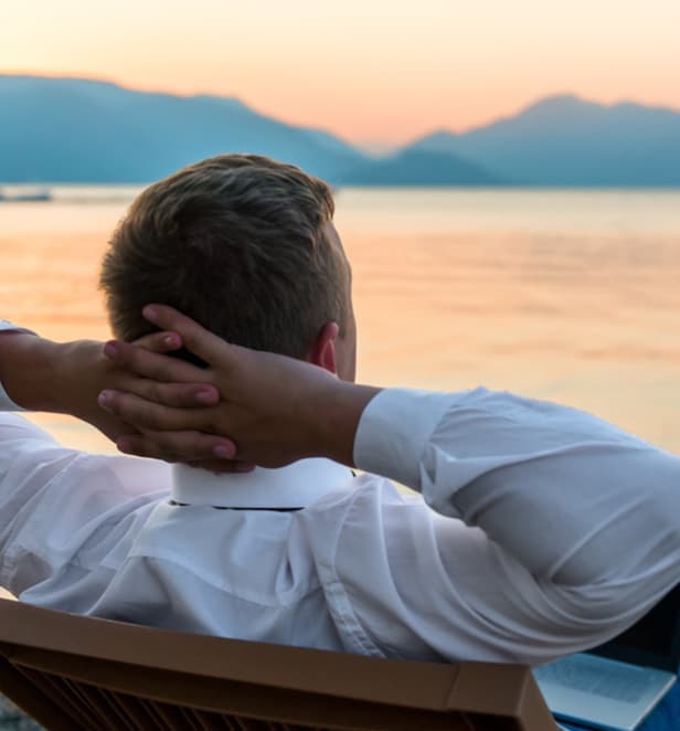 man relaxing at the beach