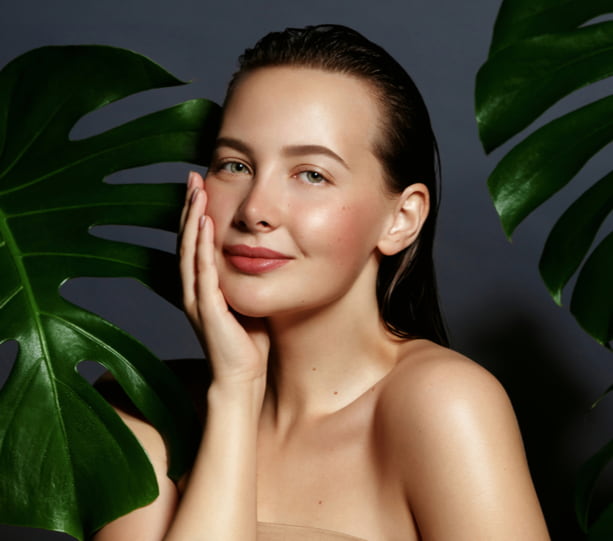 young woman with glowing skin
