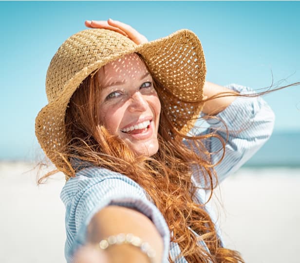 happy woman at the beach