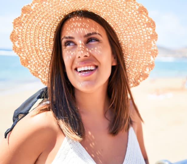 happy woman at the beach