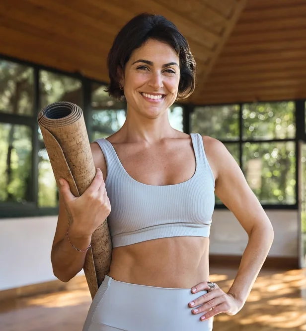 Happy middle age woman energized after peptide therapy